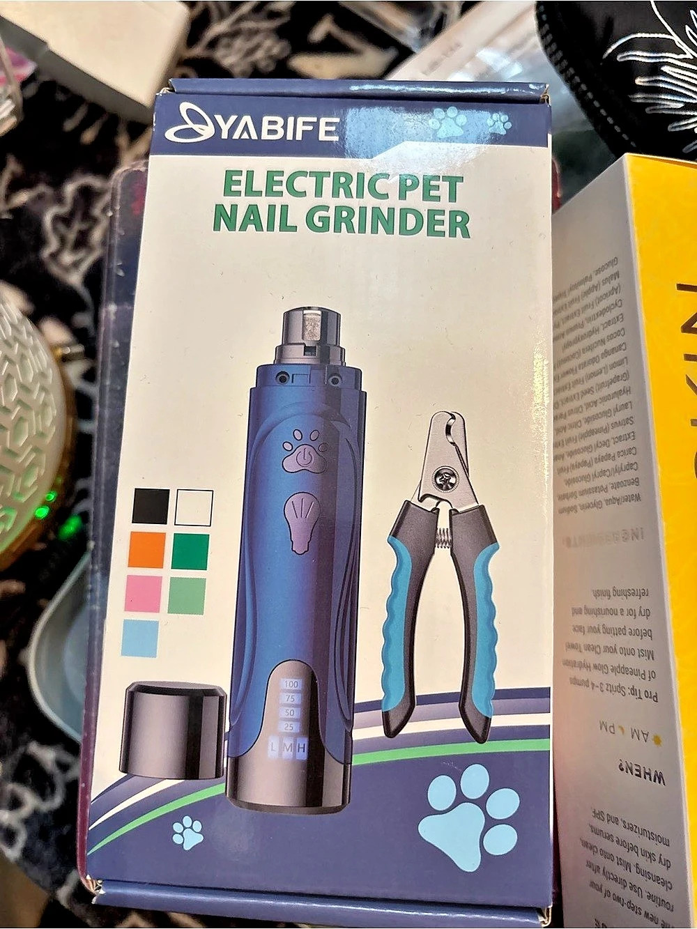 YABIFE Electric Pet Nail Grinder and Nail Clippers Kit Blue & Black